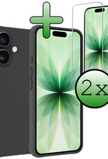 BASEY. BASEY. iPhone 17 Hoesje Siliconen Met 2x Screenprotector Met Dichte Notch - Zwart