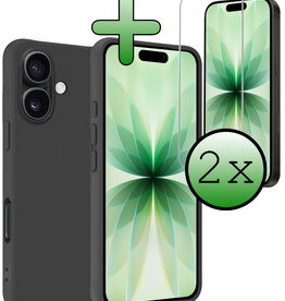 BASEY. BASEY. iPhone 17 Hoesje Siliconen Met 2x Screenprotector Met Dichte Notch - Zwart
