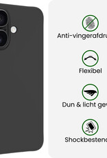 BASEY. BASEY. iPhone 17 Hoesje Siliconen Met 2x Screenprotector Met Dichte Notch - Zwart