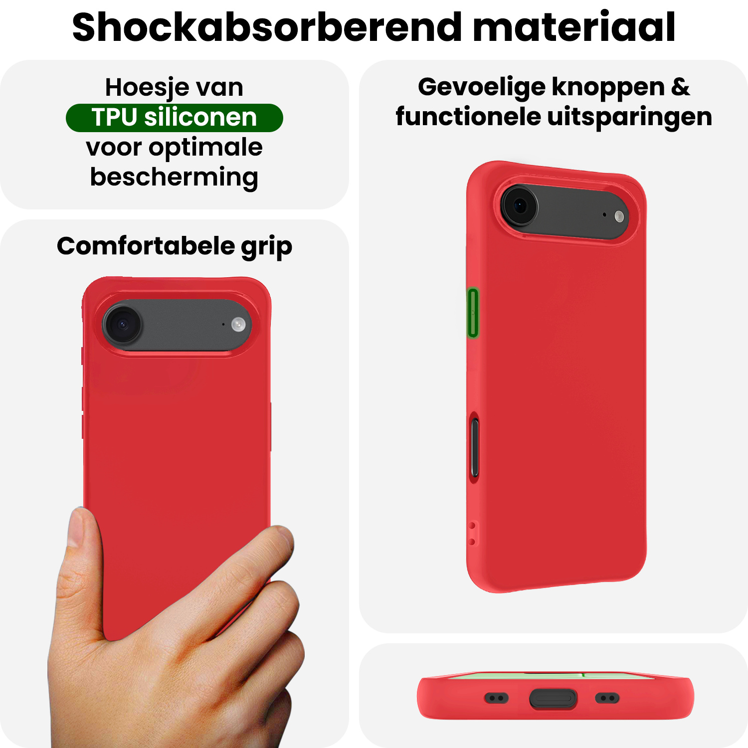 BASEY. BASEY. iPhone Air Hoesje Siliconen - Rood - 2 PACK