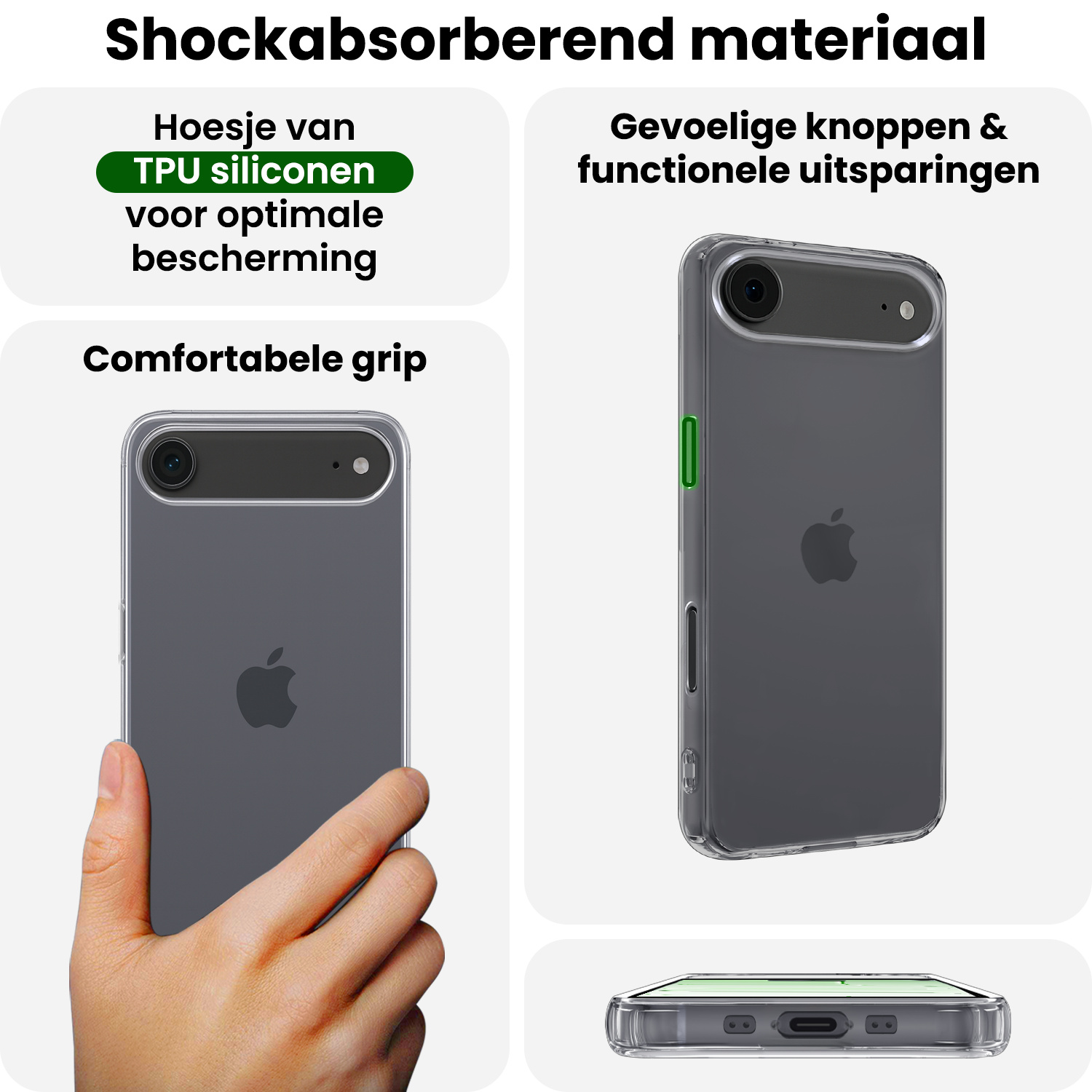 BASEY. BASEY. iPhone Air Hoesje Siliconen - Transparant - 2 PACK