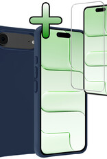 BASEY. BASEY. iPhone Air Hoesje Siliconen Met Screenprotector Met Dichte Notch - Donkerblauw