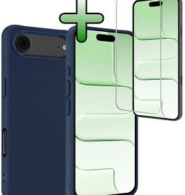 BASEY. BASEY. iPhone Air Hoesje Siliconen Met Screenprotector Met Dichte Notch - Donkerblauw
