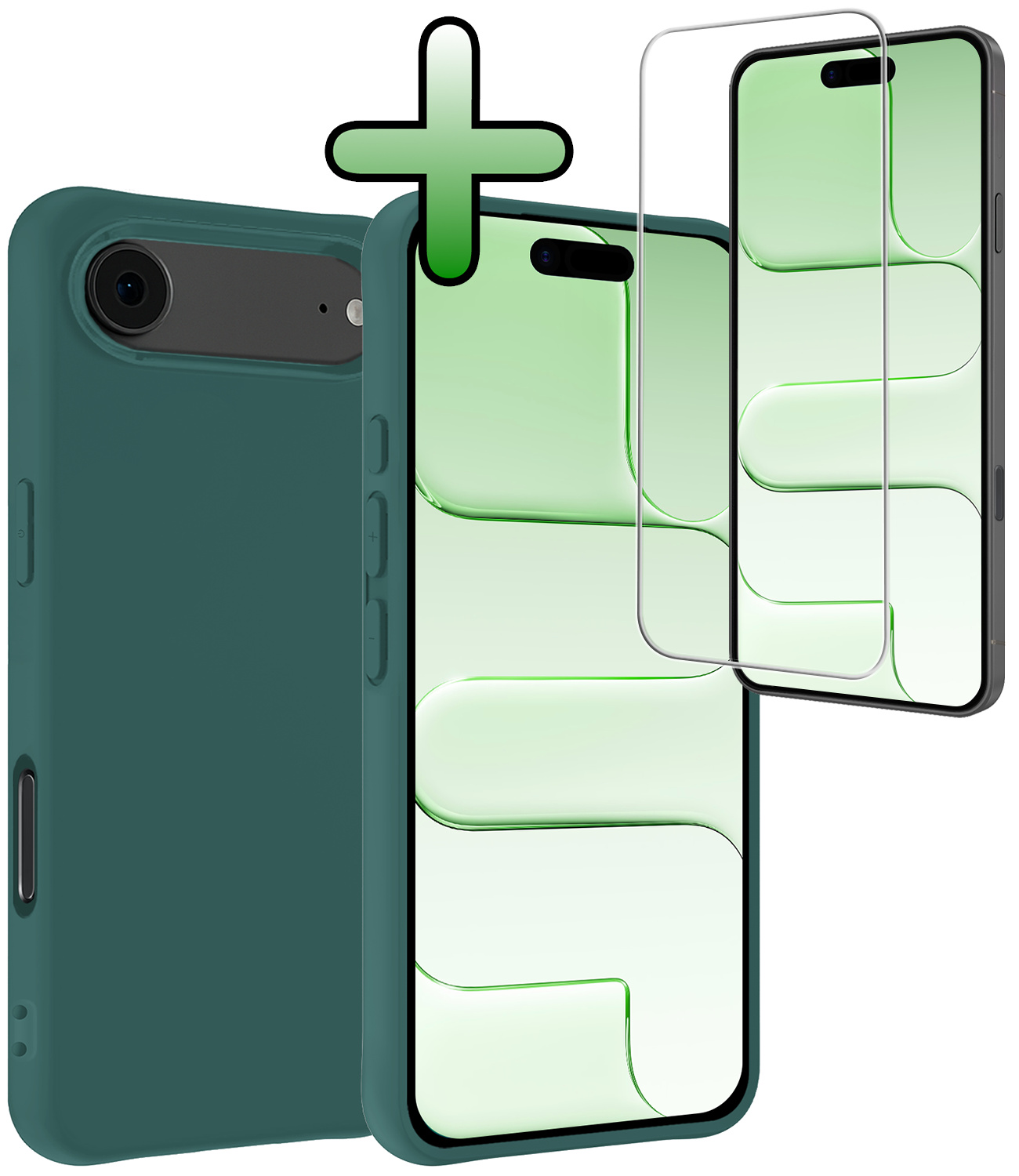 BASEY. BASEY. iPhone Air Hoesje Siliconen Met Screenprotector Met Dichte Notch - Donkergroen