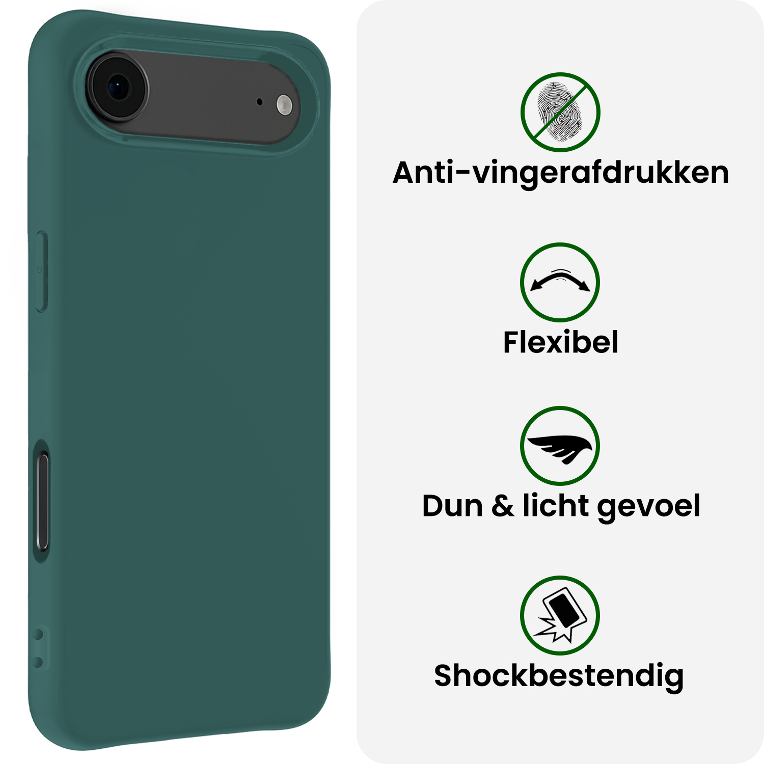 BASEY. BASEY. iPhone Air Hoesje Siliconen Met Screenprotector Met Dichte Notch - Donkergroen