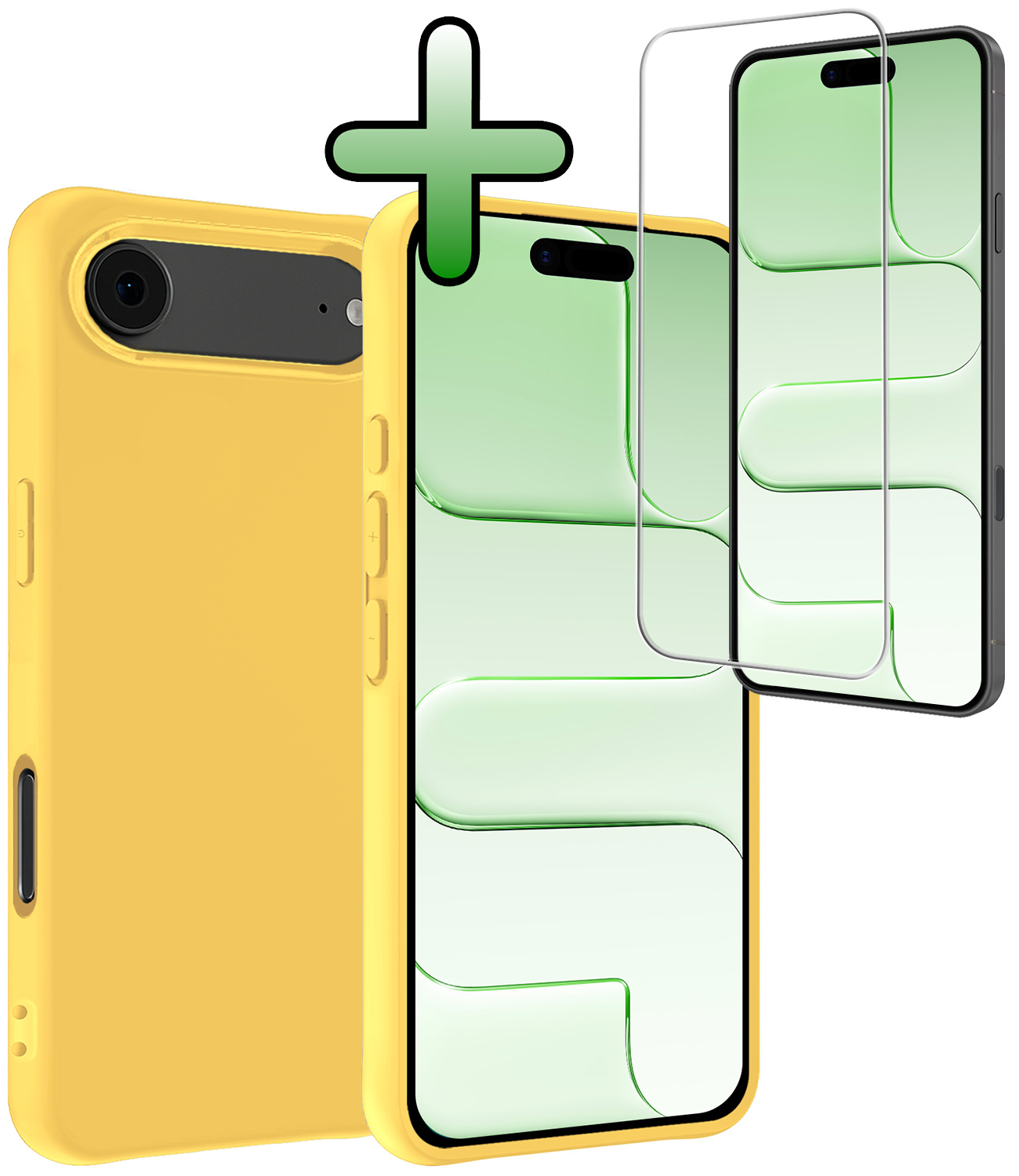 BASEY. BASEY. iPhone Air Hoesje Siliconen Met Screenprotector Met Dichte Notch - Geel