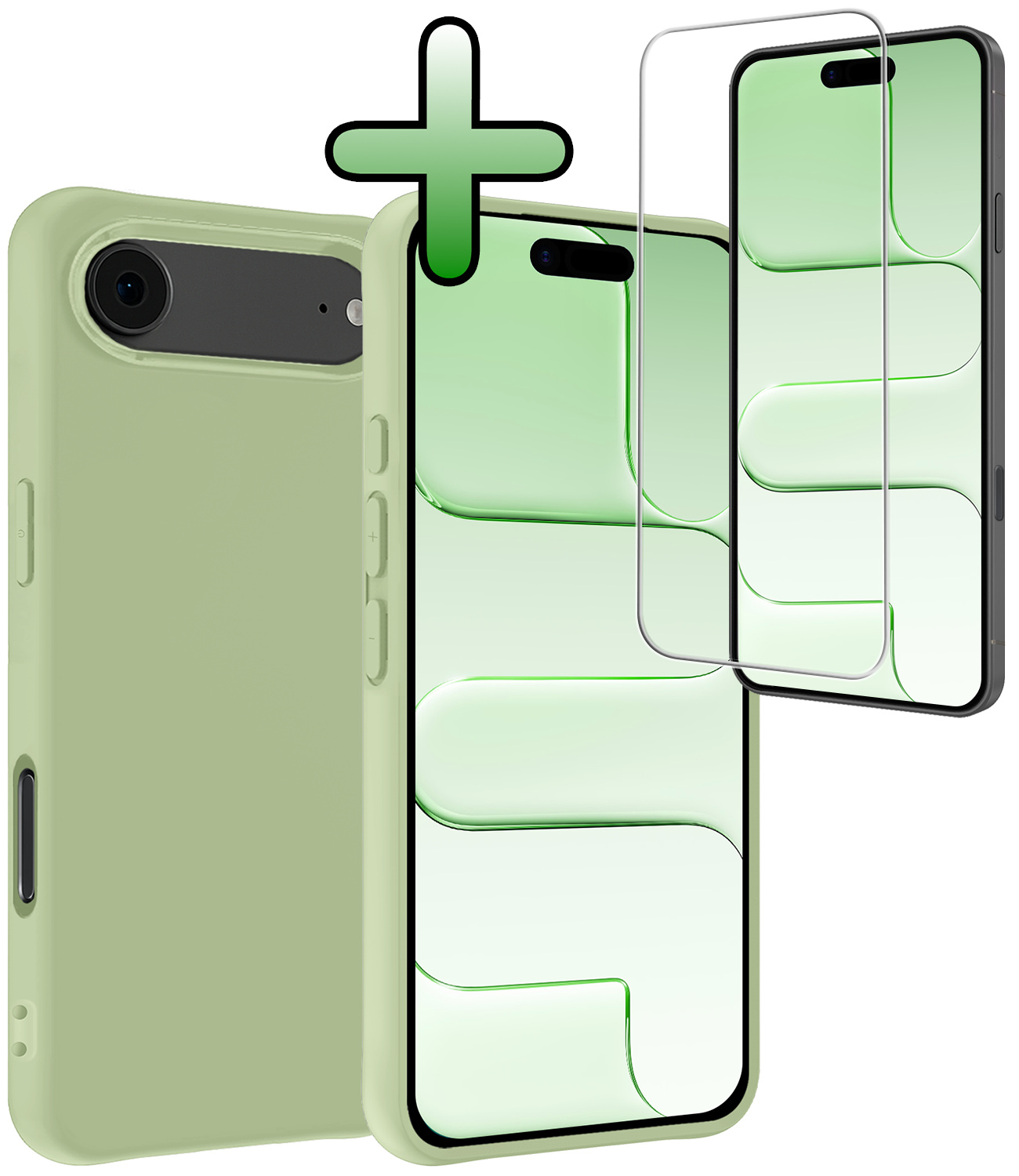 BASEY. BASEY. iPhone Air Hoesje Siliconen Met Screenprotector Met Dichte Notch - Groen