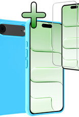 BASEY. BASEY. iPhone Air Hoesje Siliconen Met Screenprotector Met Dichte Notch - Lichtblauw