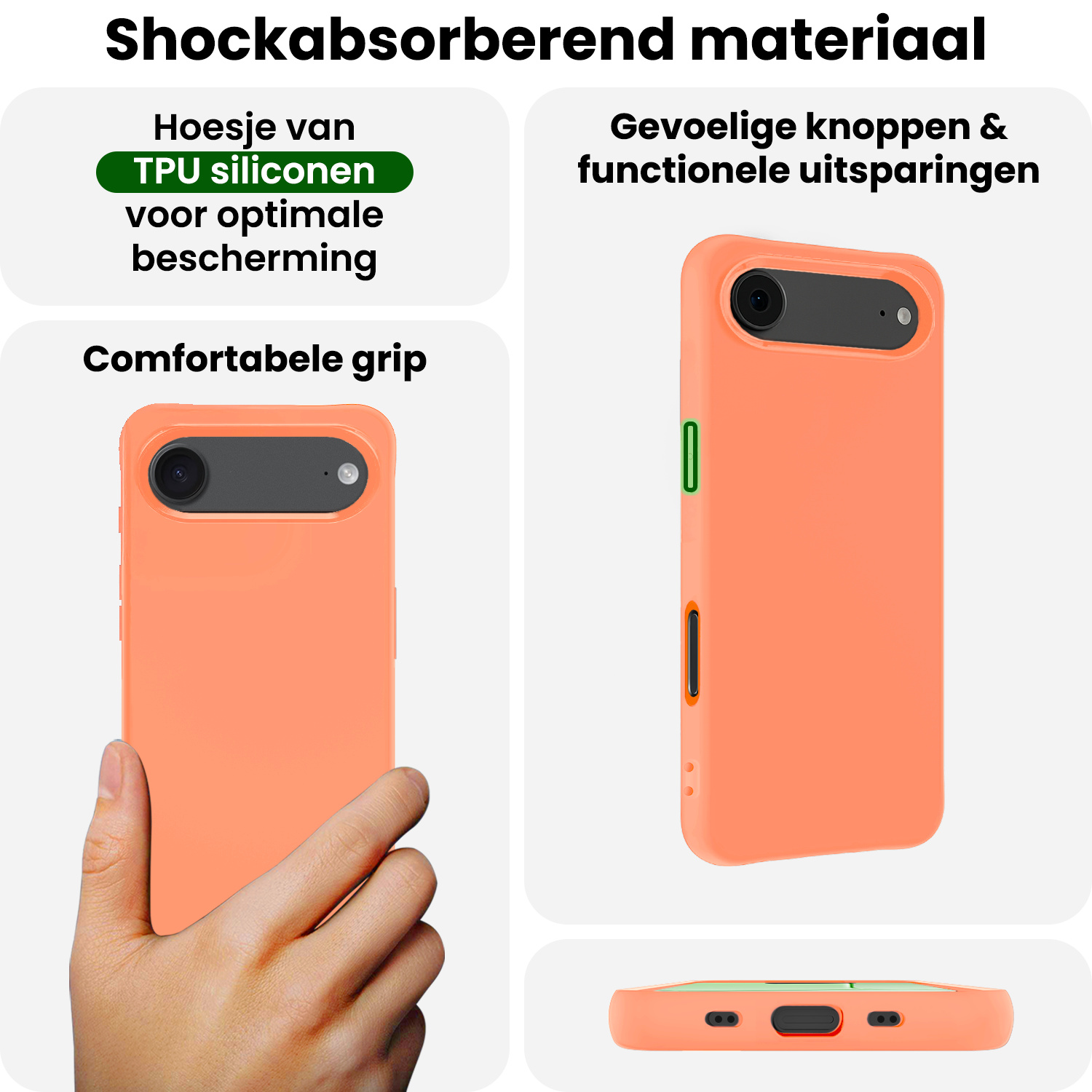 BASEY. BASEY. iPhone Air Hoesje Siliconen Met Screenprotector Met Dichte Notch - Perzik