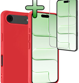 BASEY. BASEY. iPhone Air Hoesje Siliconen Met Screenprotector Met Dichte Notch - Rood