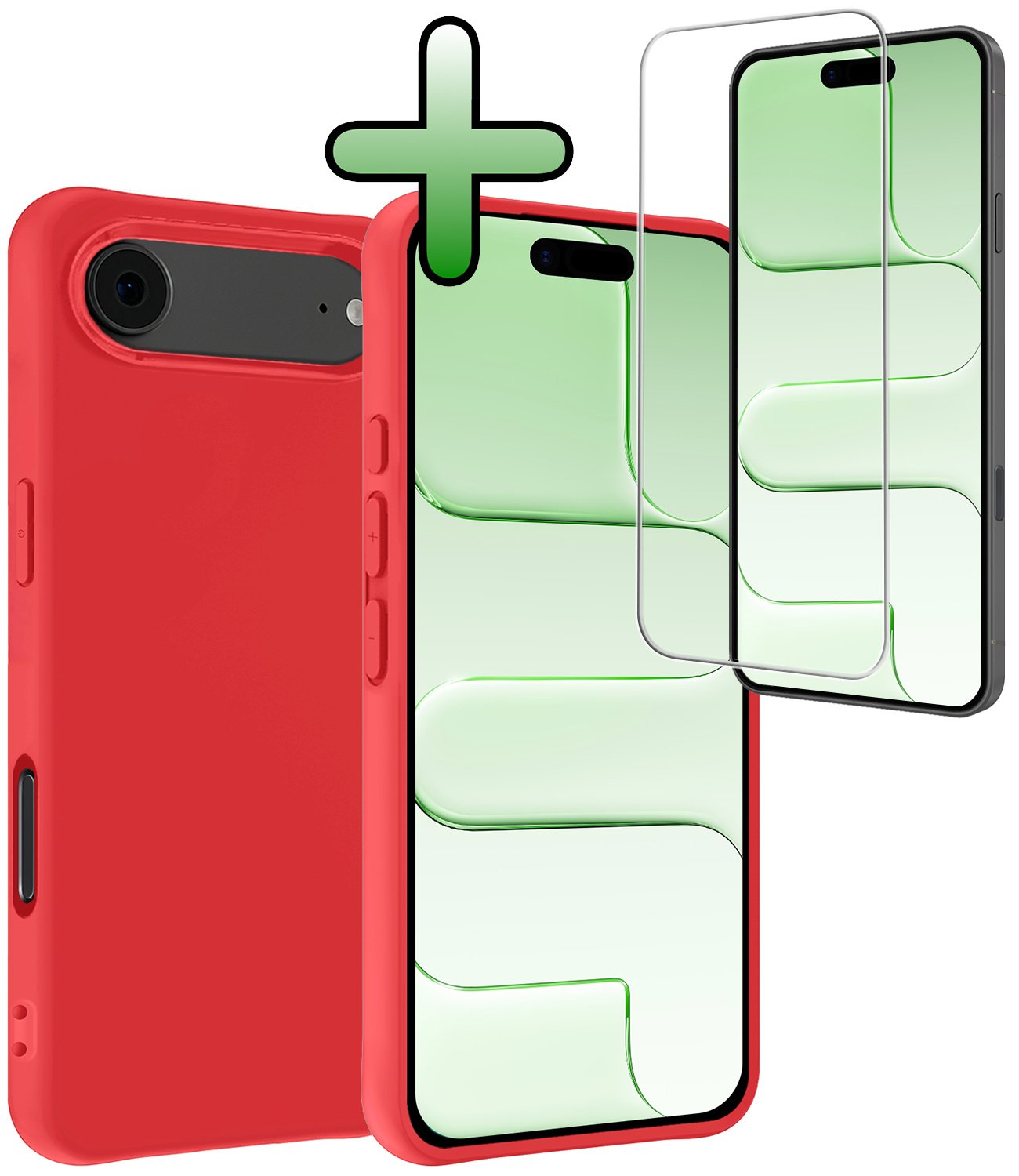 BASEY. BASEY. iPhone Air Hoesje Siliconen Met Screenprotector Met Dichte Notch - Rood