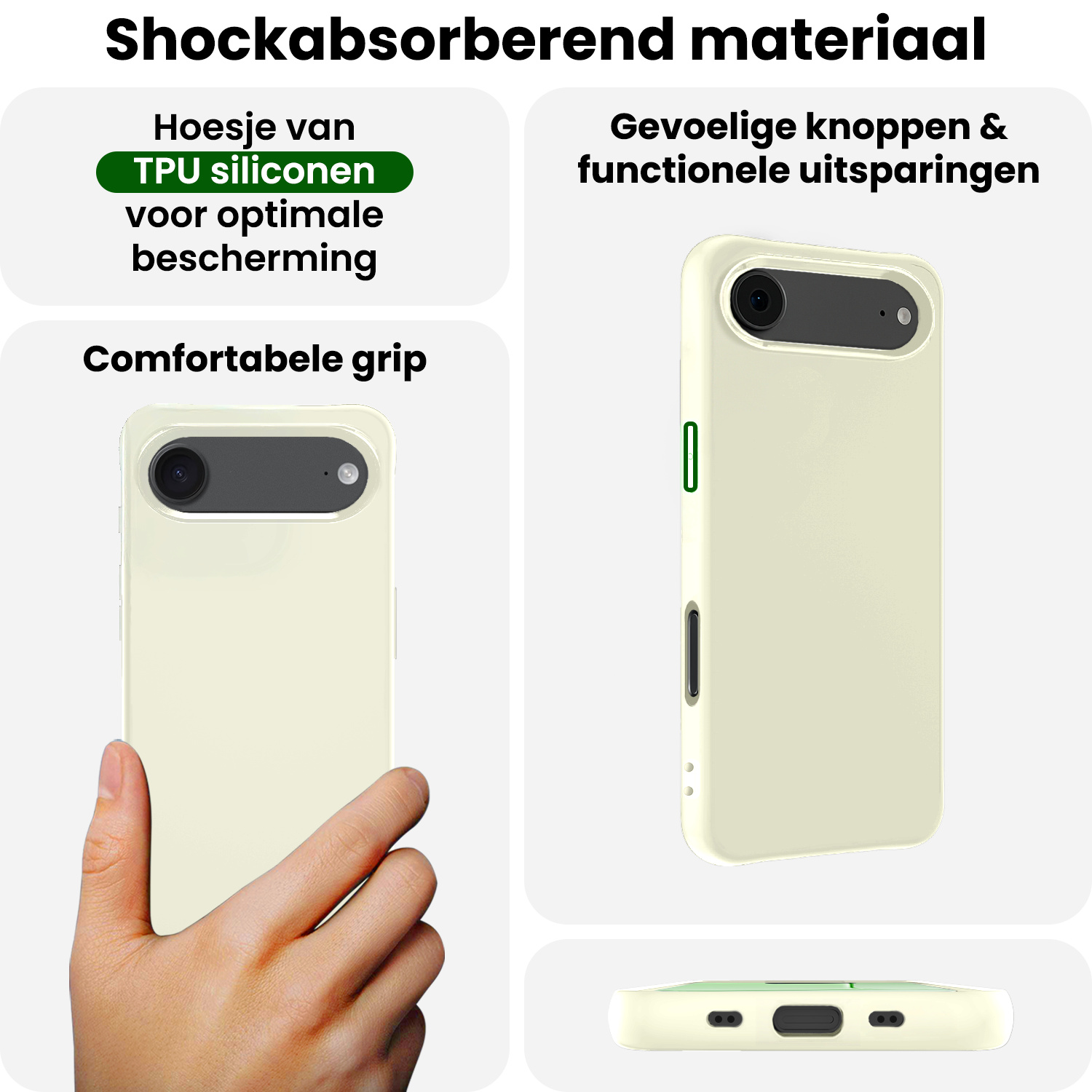 BASEY. BASEY. iPhone Air Hoesje Siliconen Met Screenprotector Met Dichte Notch - Wit