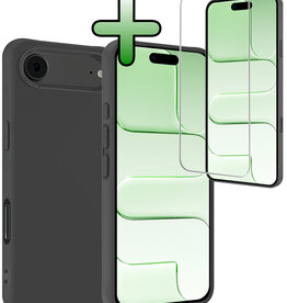 BASEY. BASEY. iPhone Air Hoesje Siliconen Met Screenprotector Met Dichte Notch - Zwart
