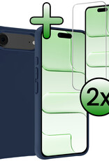 BASEY. BASEY. iPhone Air Hoesje Siliconen Met 2x Screenprotector Met Dichte Notch - Donkerblauw