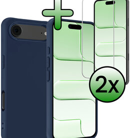 BASEY. BASEY. iPhone Air Hoesje Siliconen Met 2x Screenprotector Met Dichte Notch - Donkerblauw