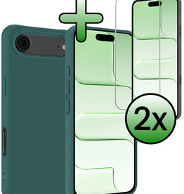 BASEY. BASEY. iPhone Air Hoesje Siliconen Met 2x Screenprotector Met Dichte Notch - Donkergroen