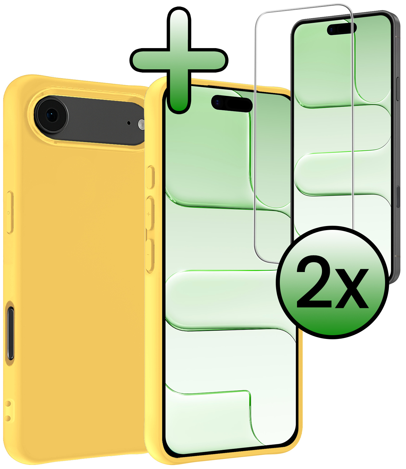 BASEY. BASEY. iPhone Air Hoesje Siliconen Met 2x Screenprotector Met Dichte Notch - Geel