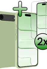 BASEY. BASEY. iPhone Air Hoesje Siliconen Met 2x Screenprotector Met Dichte Notch - Groen