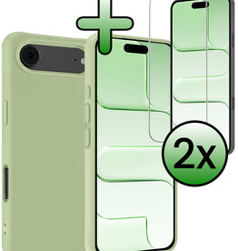 BASEY. BASEY. iPhone Air Hoesje Siliconen Met 2x Screenprotector Met Dichte Notch - Groen