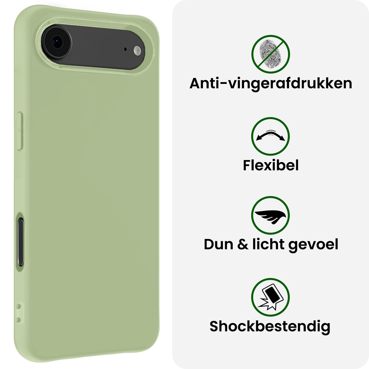 BASEY. BASEY. iPhone Air Hoesje Siliconen Met 2x Screenprotector Met Dichte Notch - Groen