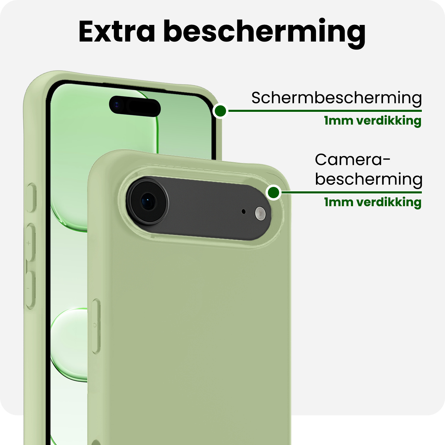 BASEY. BASEY. iPhone Air Hoesje Siliconen Met 2x Screenprotector Met Dichte Notch - Groen