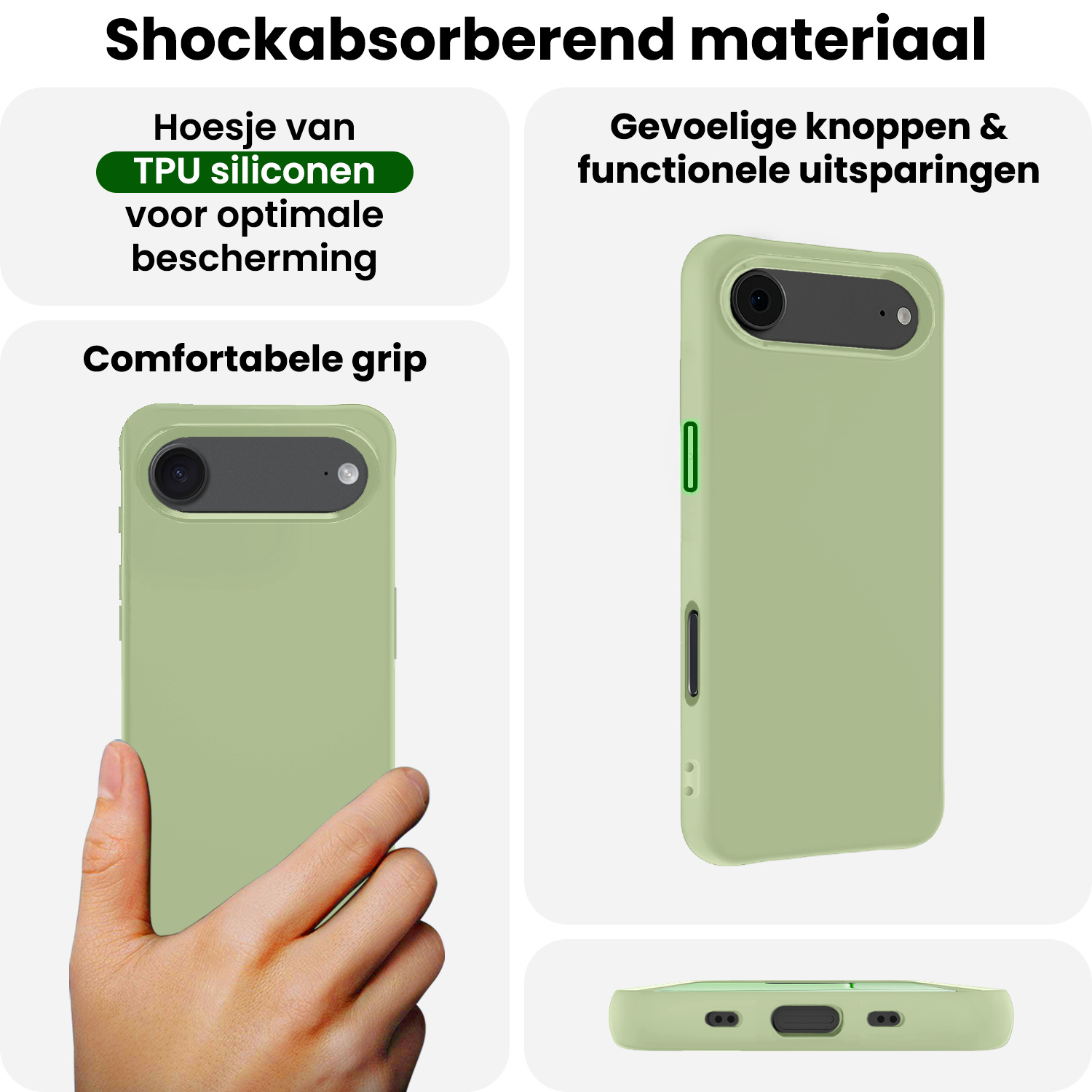BASEY. BASEY. iPhone Air Hoesje Siliconen Met 2x Screenprotector Met Dichte Notch - Groen