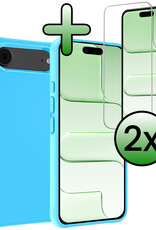 BASEY. BASEY. iPhone Air Hoesje Siliconen Met 2x Screenprotector Met Dichte Notch - Lichtblauw