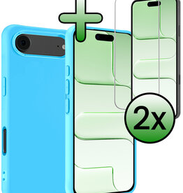 BASEY. BASEY. iPhone Air Hoesje Siliconen Met 2x Screenprotector Met Dichte Notch - Lichtblauw