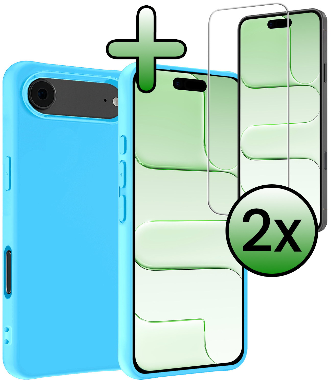 BASEY. BASEY. iPhone Air Hoesje Siliconen Met 2x Screenprotector Met Dichte Notch - Lichtblauw
