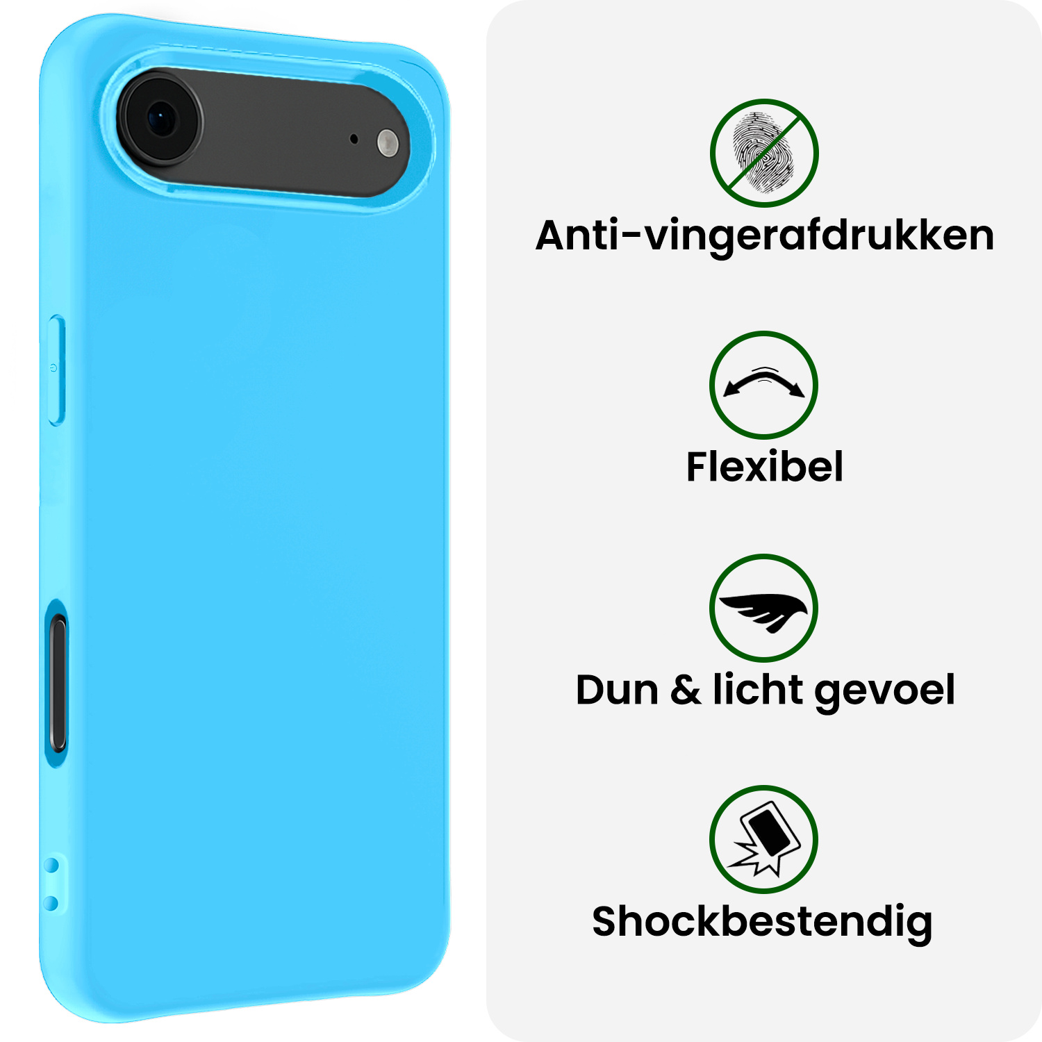 BASEY. BASEY. iPhone Air Hoesje Siliconen Met 2x Screenprotector Met Dichte Notch - Lichtblauw