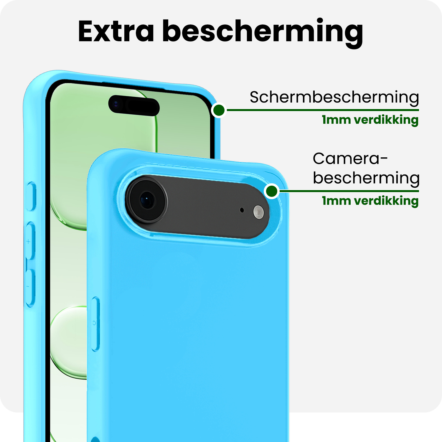 BASEY. BASEY. iPhone Air Hoesje Siliconen Met 2x Screenprotector Met Dichte Notch - Lichtblauw