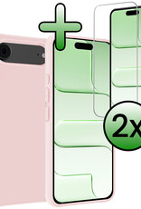 BASEY. BASEY. iPhone Air Hoesje Siliconen Met 2x Screenprotector Met Dichte Notch - Lichtroze