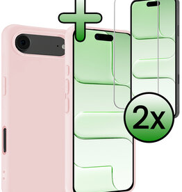 BASEY. BASEY. iPhone Air Hoesje Siliconen Met 2x Screenprotector Met Dichte Notch - Lichtroze