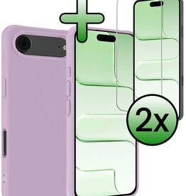 BASEY. BASEY. iPhone Air Hoesje Siliconen Met 2x Screenprotector Met Dichte Notch - Lila