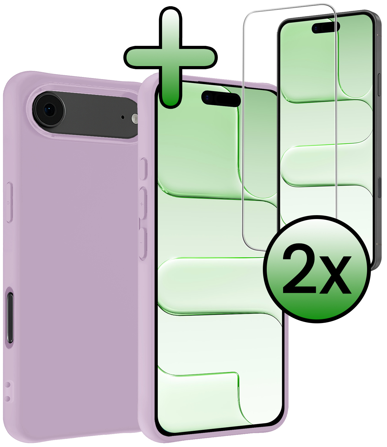 BASEY. BASEY. iPhone Air Hoesje Siliconen Met 2x Screenprotector Met Dichte Notch - Lila