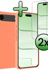BASEY. BASEY. iPhone Air Hoesje Siliconen Met 2x Screenprotector Met Dichte Notch - Perzik