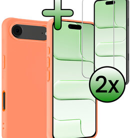 BASEY. BASEY. iPhone Air Hoesje Siliconen Met 2x Screenprotector Met Dichte Notch - Perzik