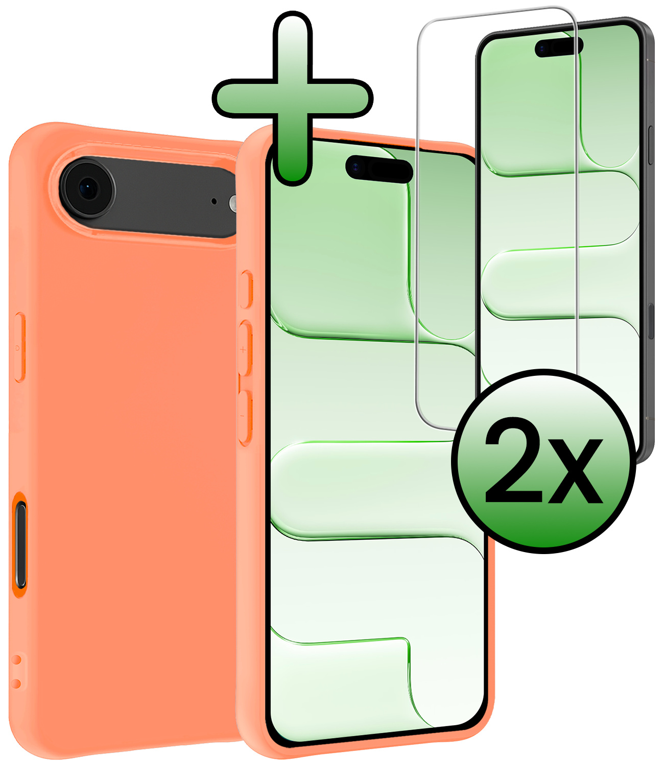 BASEY. BASEY. iPhone Air Hoesje Siliconen Met 2x Screenprotector Met Dichte Notch - Perzik