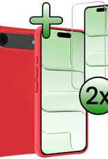 BASEY. BASEY. iPhone Air Hoesje Siliconen Met 2x Screenprotector Met Dichte Notch - Rood