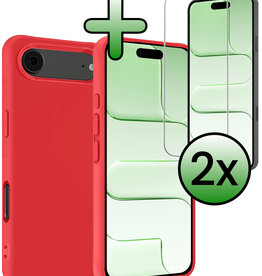 BASEY. BASEY. iPhone Air Hoesje Siliconen Met 2x Screenprotector Met Dichte Notch - Rood