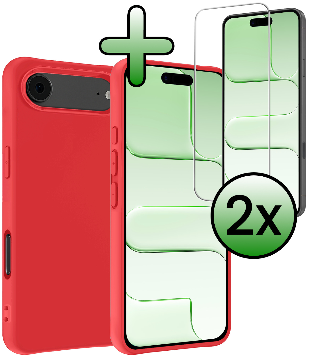 BASEY. BASEY. iPhone Air Hoesje Siliconen Met 2x Screenprotector Met Dichte Notch - Rood