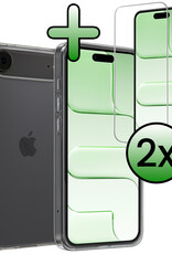 BASEY. BASEY. iPhone Air Hoesje Siliconen Met 2x Screenprotector Met Dichte Notch - Transparant