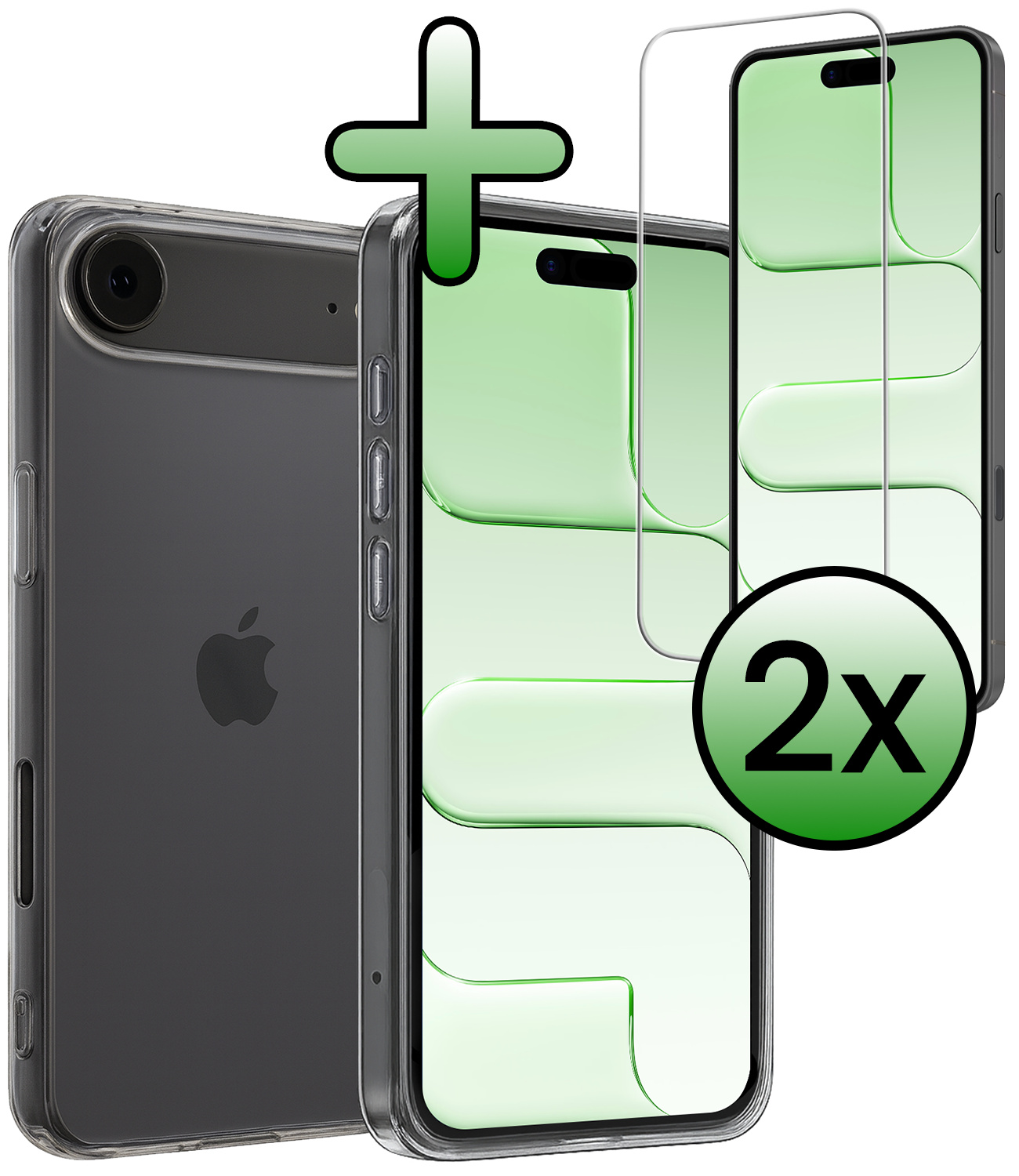 BASEY. BASEY. iPhone Air Hoesje Siliconen Met 2x Screenprotector Met Dichte Notch - Transparant