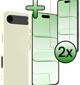 BASEY. BASEY. iPhone Air Hoesje Siliconen Met 2x Screenprotector Met Dichte Notch - Wit