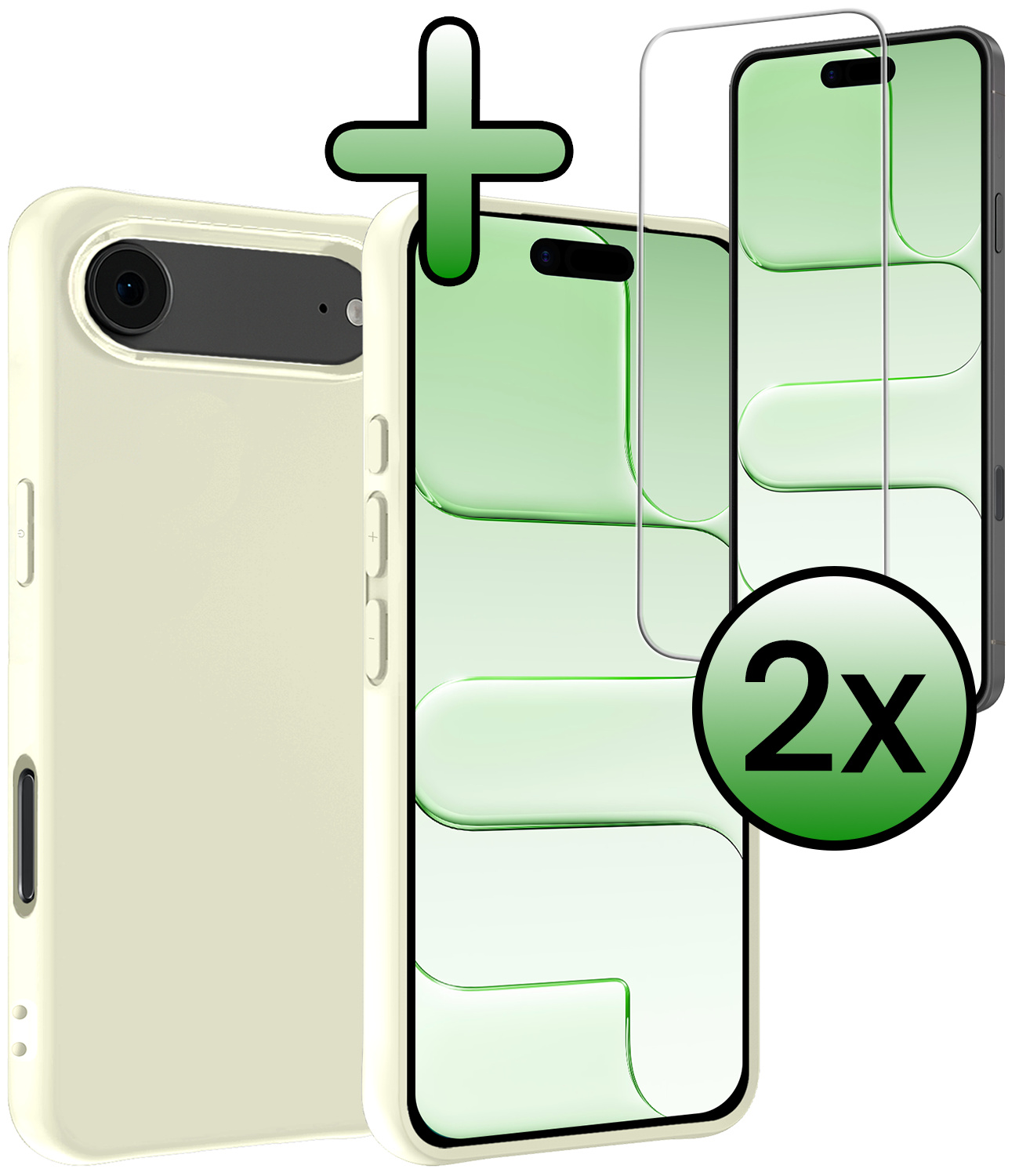BASEY. BASEY. iPhone Air Hoesje Siliconen Met 2x Screenprotector Met Dichte Notch - Wit