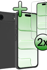 BASEY. BASEY. iPhone Air Hoesje Siliconen Met 2x Screenprotector Met Dichte Notch - Zwart