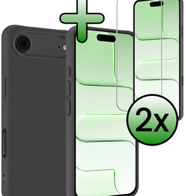 BASEY. BASEY. iPhone Air Hoesje Siliconen Met 2x Screenprotector Met Dichte Notch - Zwart