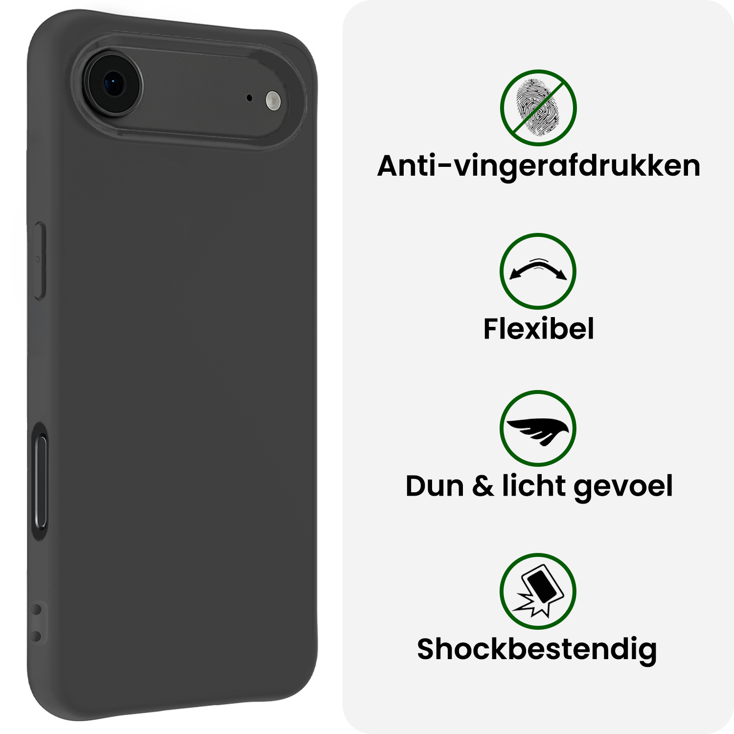 BASEY. BASEY. iPhone Air Hoesje Siliconen Met 2x Screenprotector Met Dichte Notch - Zwart