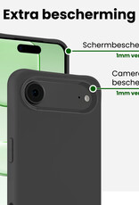 BASEY. BASEY. iPhone Air Hoesje Siliconen Met 2x Screenprotector Met Dichte Notch - Zwart
