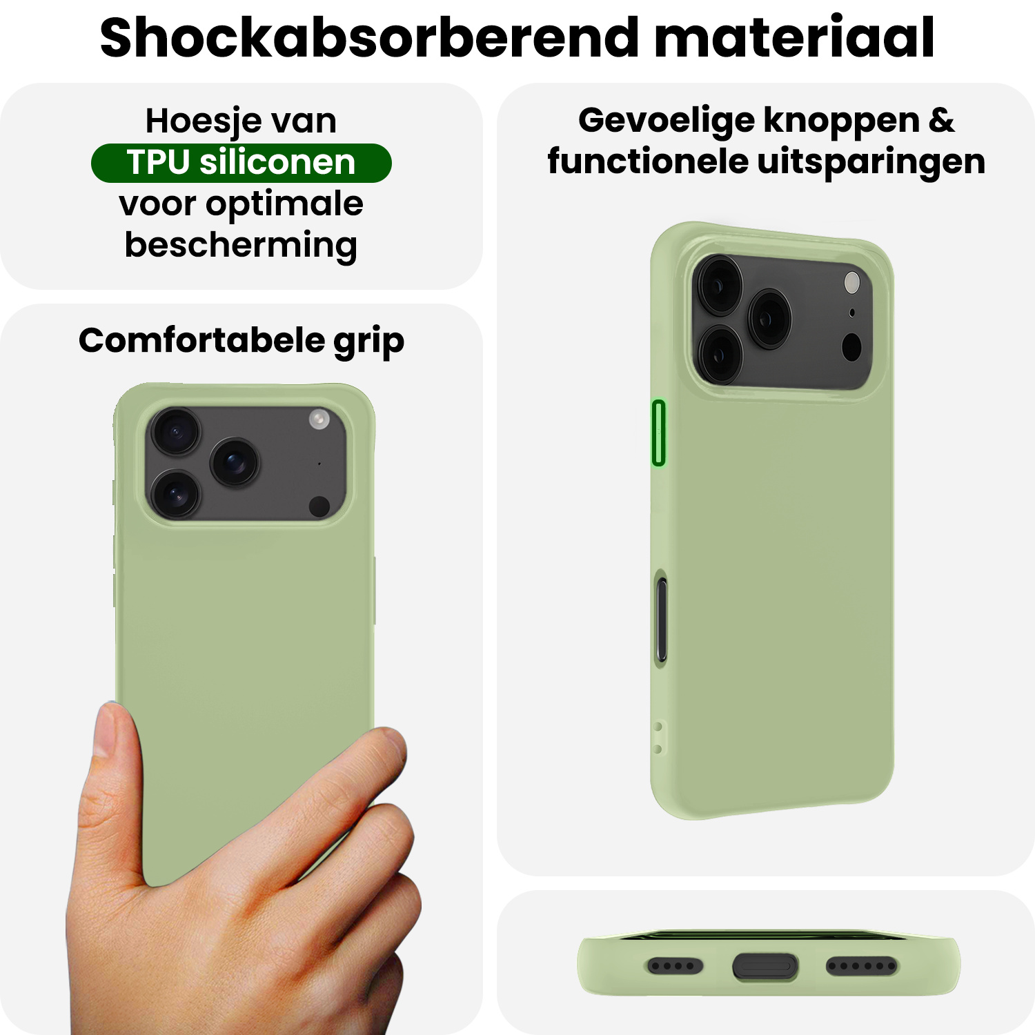 BASEY. BASEY. iPhone 17 Pro Hoesje Siliconen - Groen - 2 PACK